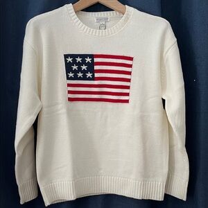 Ivory Sweater with Flag Motif